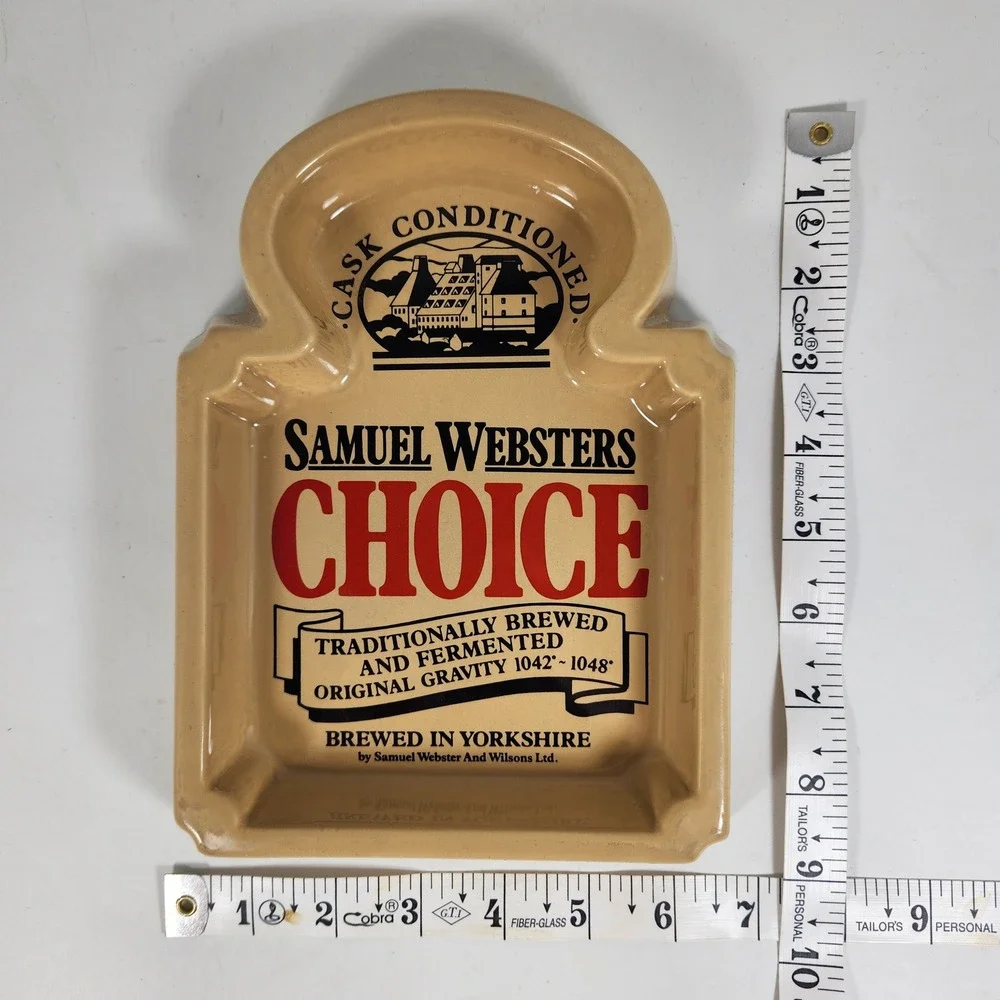 Vintage Samuel Websters Choice Beer Ashtray Yorkshire Ceramic Breweriana Tan